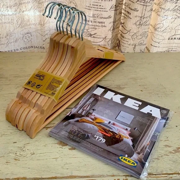 8 pc IKEA Natural Wood Hangers with  discounted catalog (last issue ever made!) - Picture 2 of 15